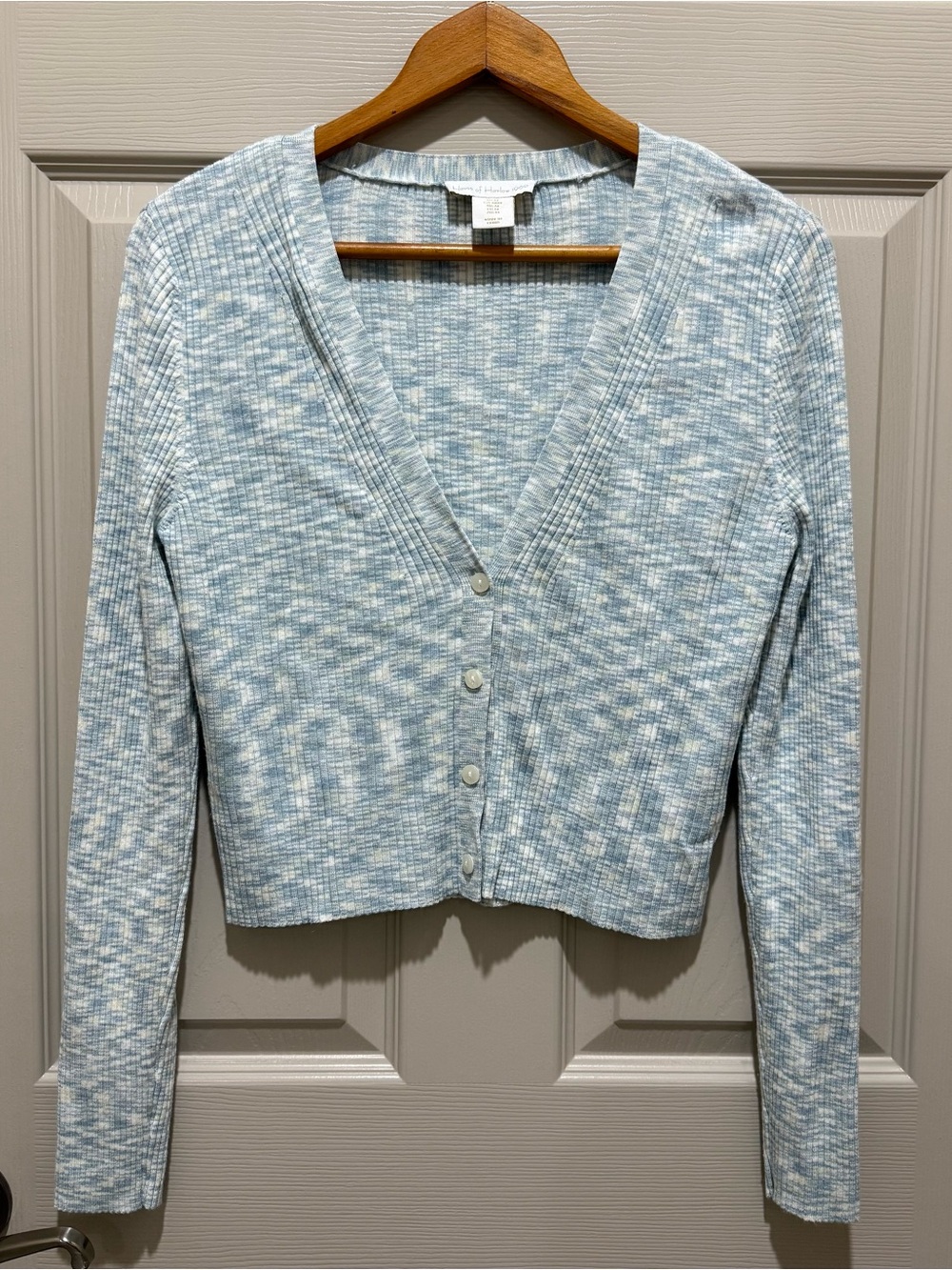 House of Harlow 1960 Light Blue Marled V-Neck Button Cardigan M